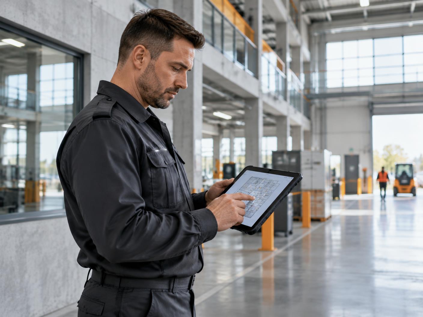 Sicherheitsmitarbeiter bei der professionellen Einsatzplanung
